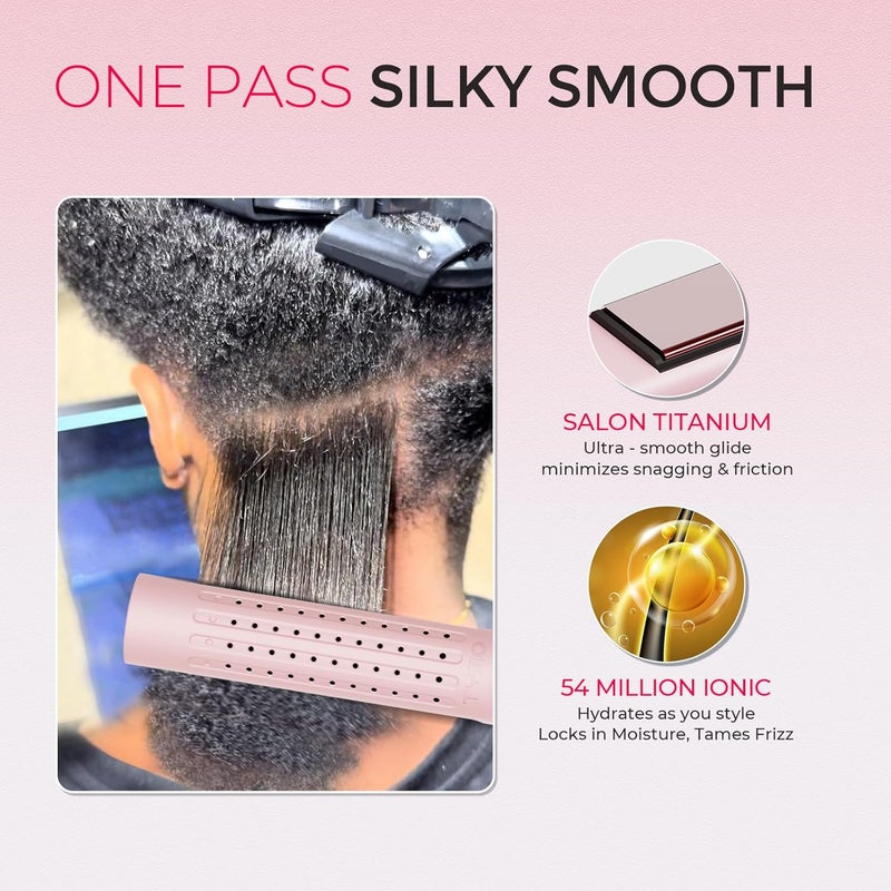 TYMO Airflow 2.0 Curling Iron Flat Iron - Hair Straightener and Curler 2 in 1, 1.25 Inch Curling Wand for Long Short Hair, Dual Voltage for Travel, 54 Million Ionic, Anti-Tangle, 5 Temps, Pink - Image 5